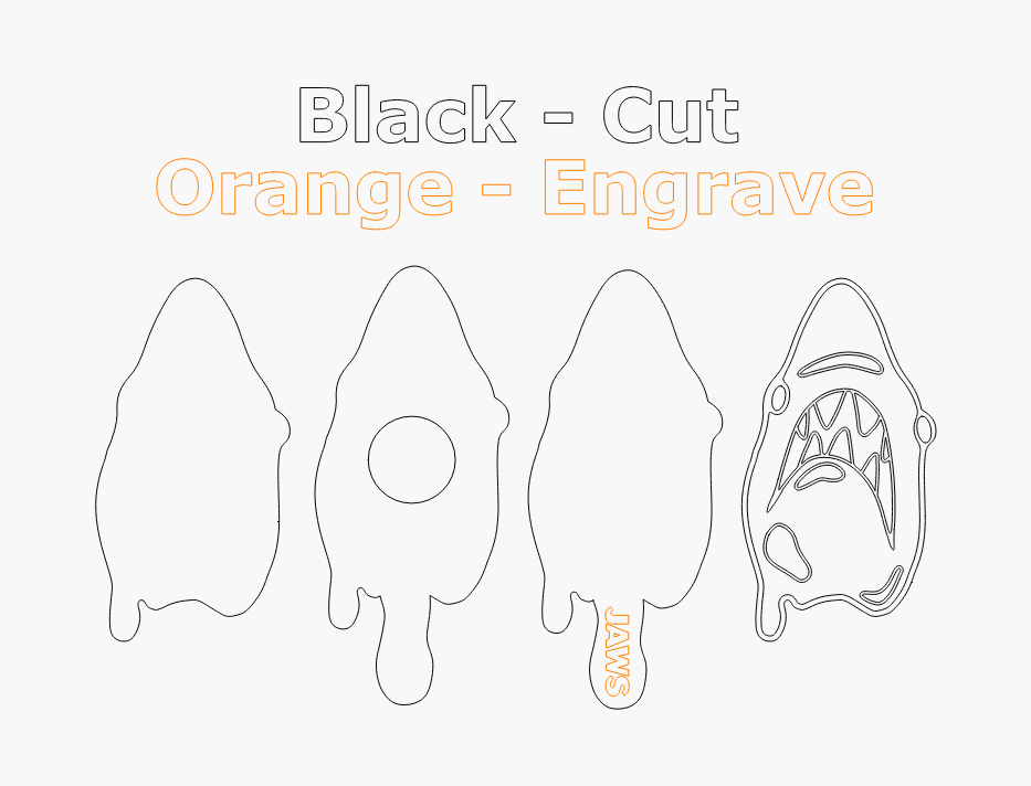 Great White Stacked Popsicle Laser SVG