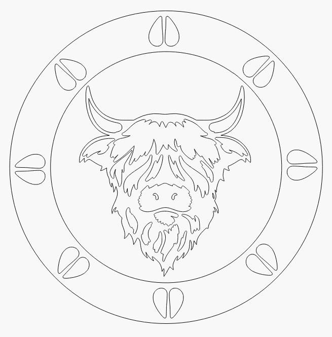 Highland Cow Stacked Sign SVG