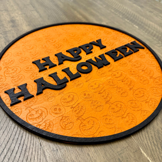 Happy Halloween Pumpkin Stacked Sign SVG