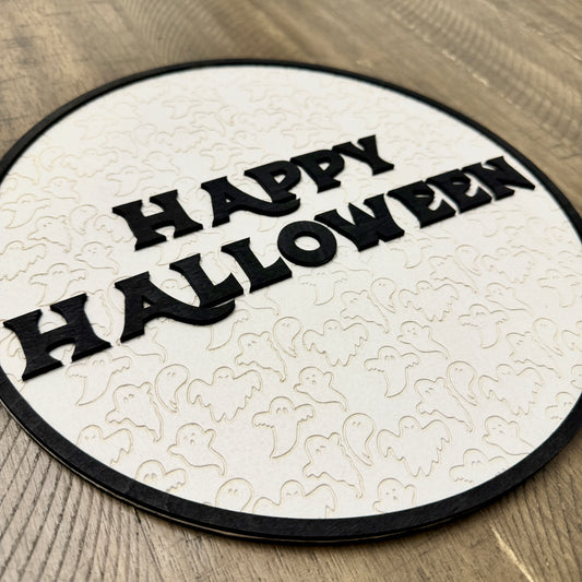 Happy Halloween Ghost Stacked Sign SVG