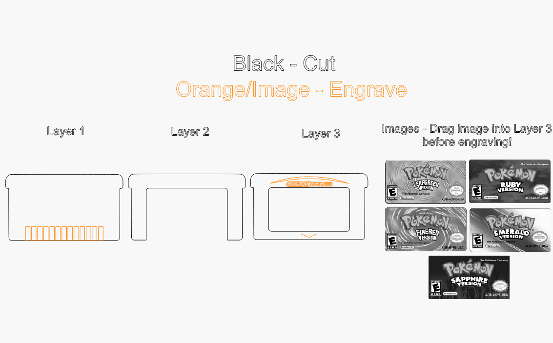 GBA Poke Cartridges Laser SVG