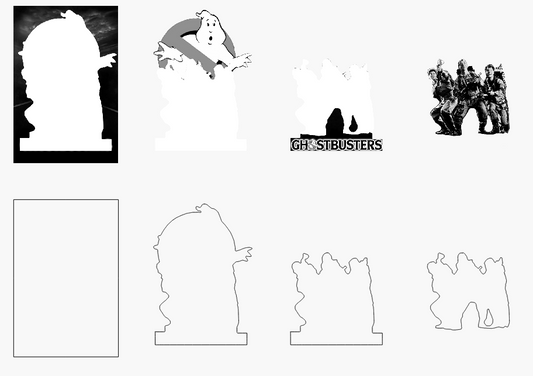Ghost Busts Stacked Image Laser SVG